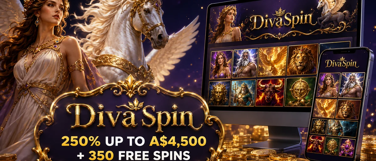 DivaSpin Casino Australia lobby and welcome offer