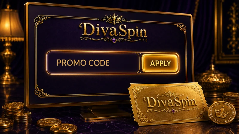DivaSpin bonus code entry field in the cashier, showing where Australian players would type a promo code before confirming a deposit